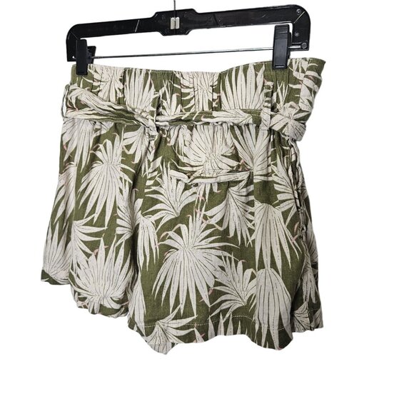 Tahari Womens Green & White Tropical Leaf Print Linen Shorts Belt Pockets L‎ - Picture 9 of 13